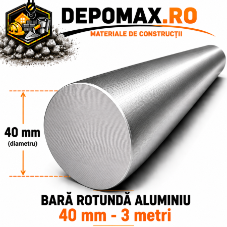 Bara rotunda aluminiu 40 mm, 3 metri, EN AW-6082